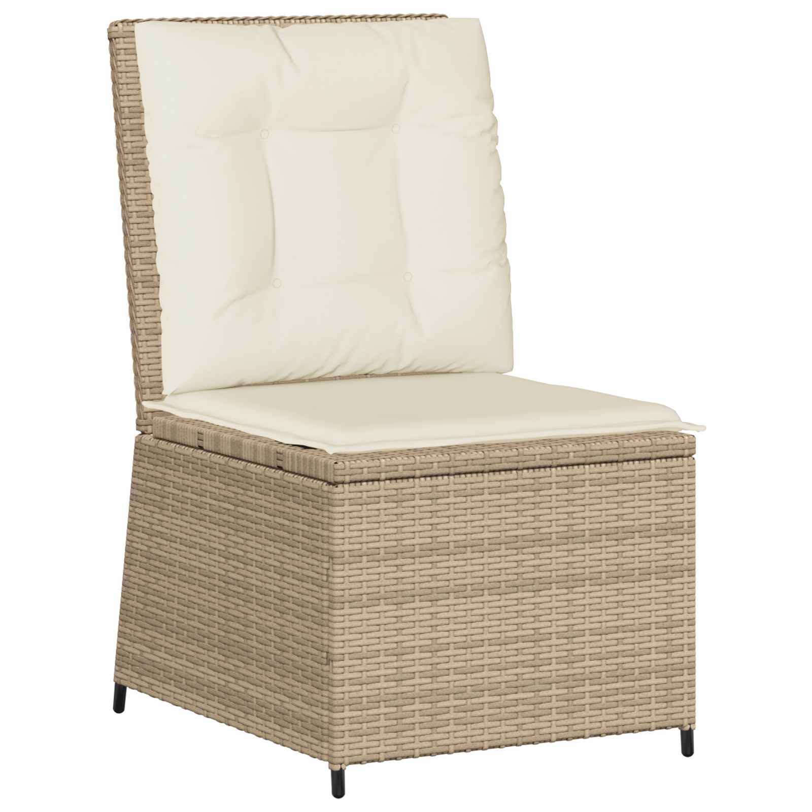 Tuinbank met kussen Zwart en Cream Wit poly rattan