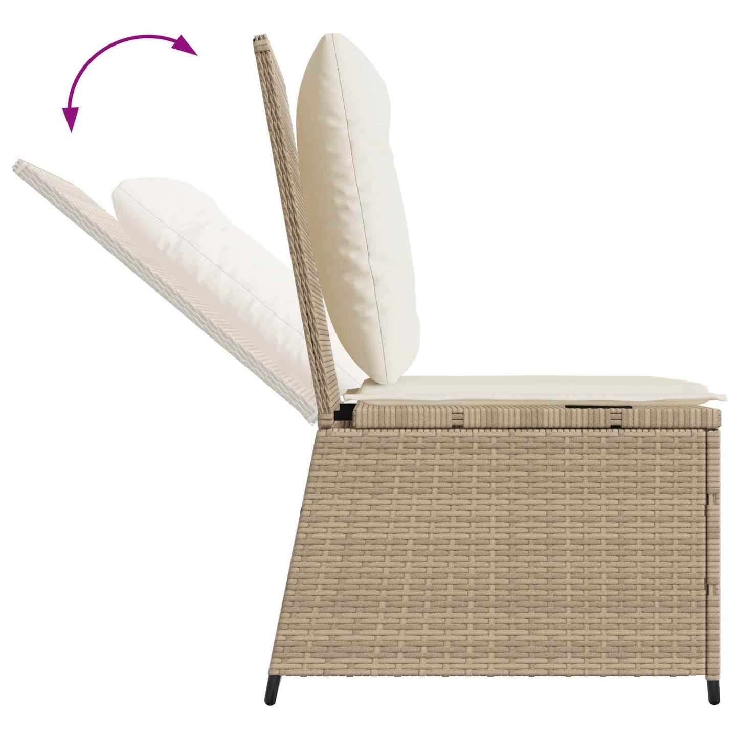 Tuinbank met kussen Zwart en Cream Wit poly rattan