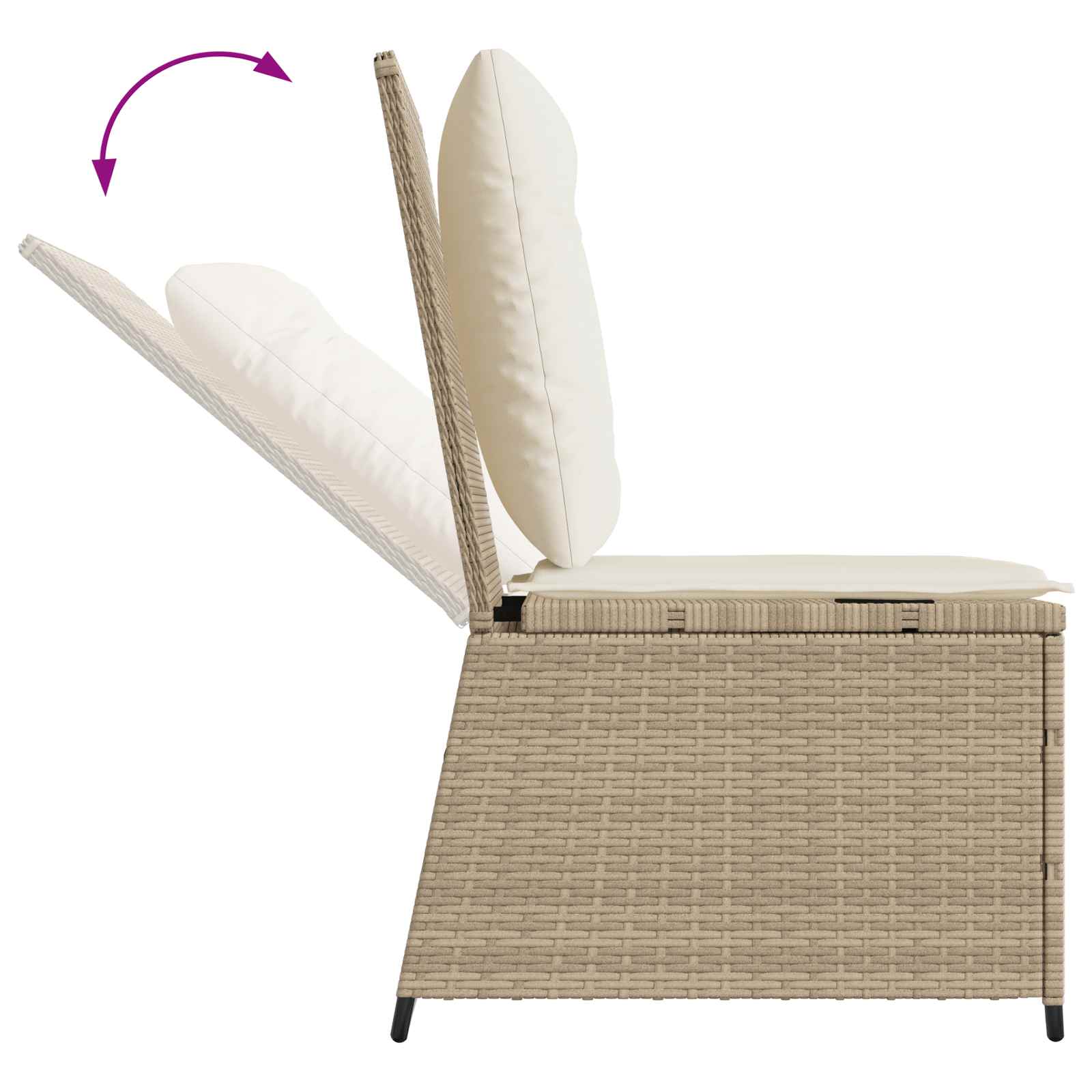 Tuinbank met kussen Zwart en Cream Wit poly rattan
