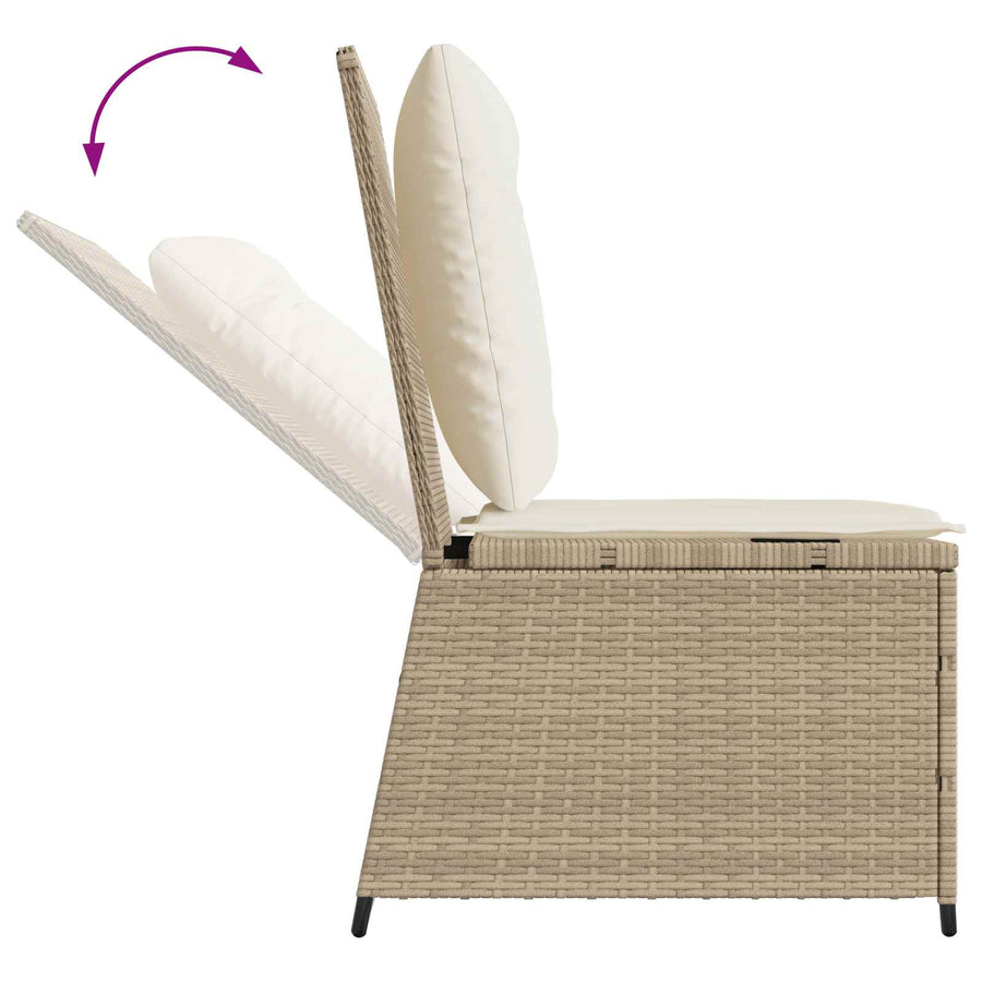Tuinbank met kussen Zwart en Cream Wit poly rattan
