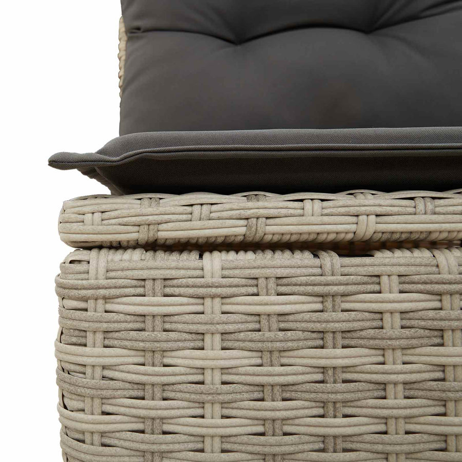 Tuinbank met kussen Lichtgrijs poly rattan