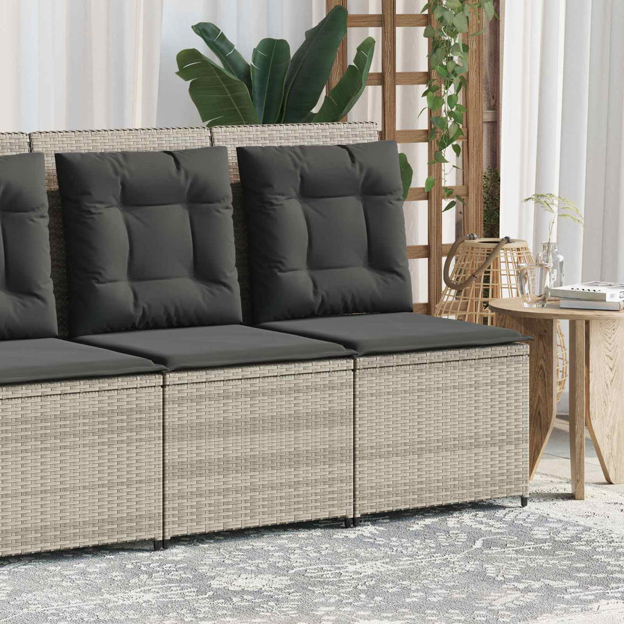 Tuinbank met kussen Lichtgrijs poly rattan