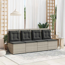 Tuinbank met kussen Lichtgrijs poly rattan