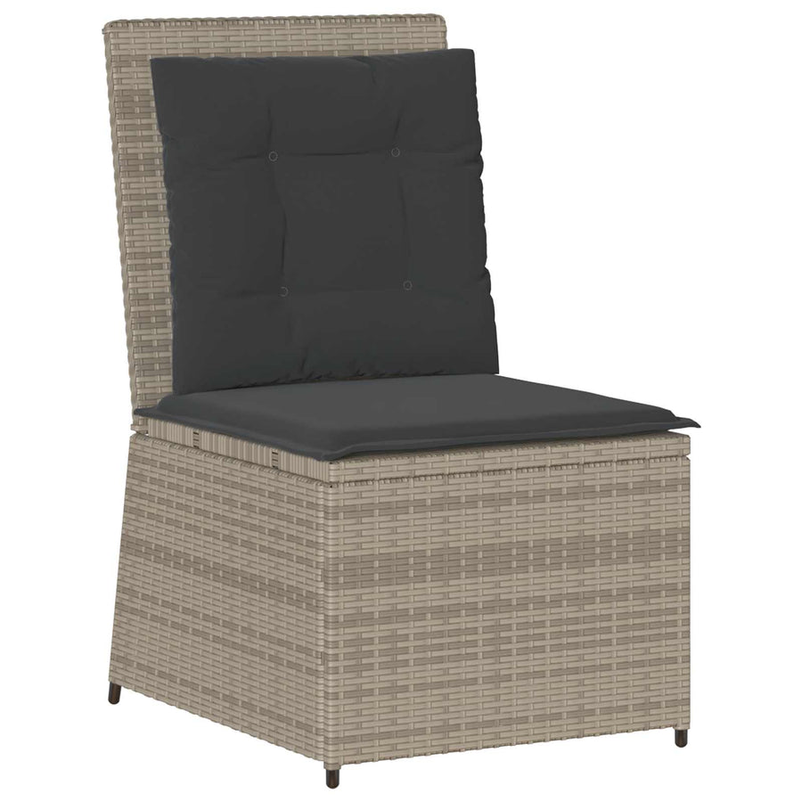 Tuinbank met kussen Lichtgrijs poly rattan