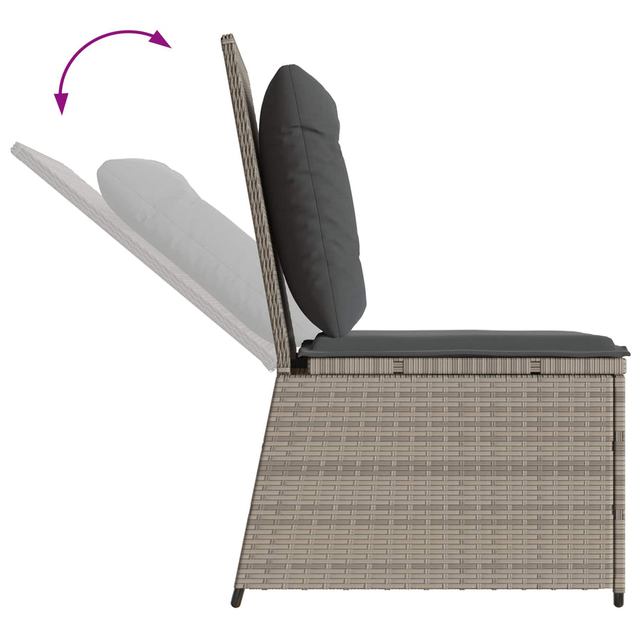 Tuinbank met kussen Lichtgrijs poly rattan