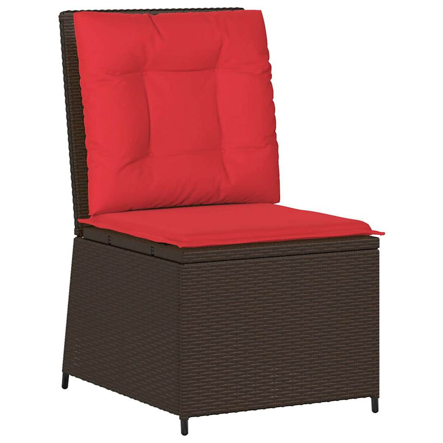Tuinbank met kussen Bruin en Rood poly rattan