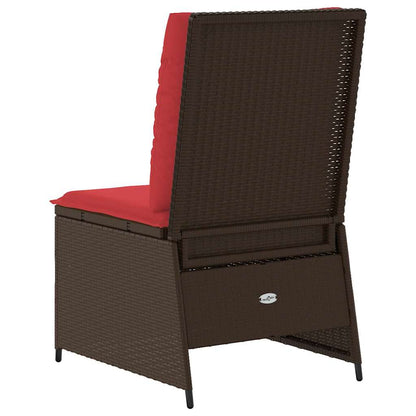 Tuinbank met kussen Bruin en Rood poly rattan