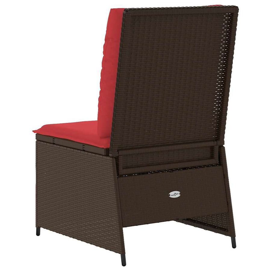 Tuinbank met kussen Bruin en Rood poly rattan