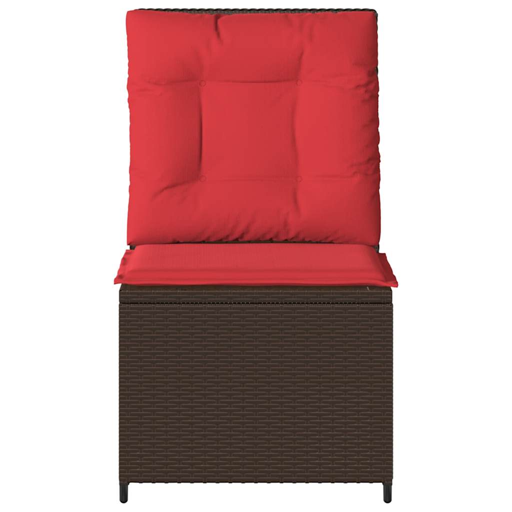 Tuinbank met kussen Bruin en Rood poly rattan