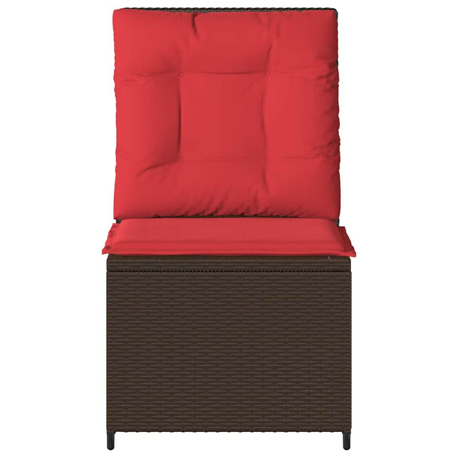Tuinbank met kussen Bruin en Rood poly rattan