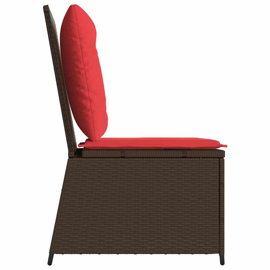 Tuinbank met kussen Bruin en Rood poly rattan