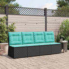 Tuinbank met kussen Zwart en Turquoise poly rattan