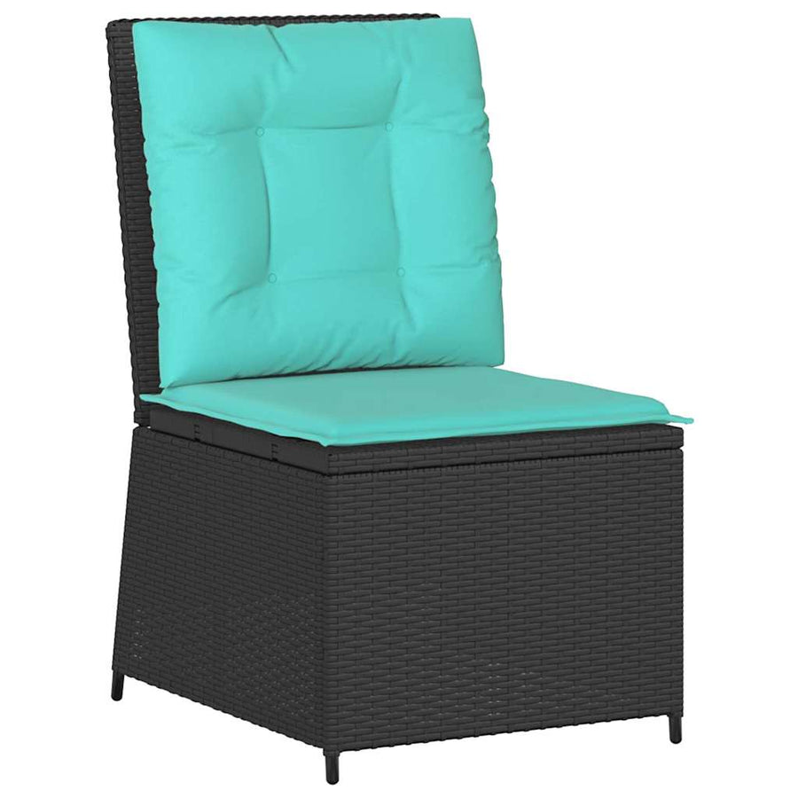 Tuinbank met kussen Zwart en Turquoise poly rattan