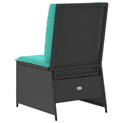 Tuinbank met kussen Zwart en Turquoise poly rattan