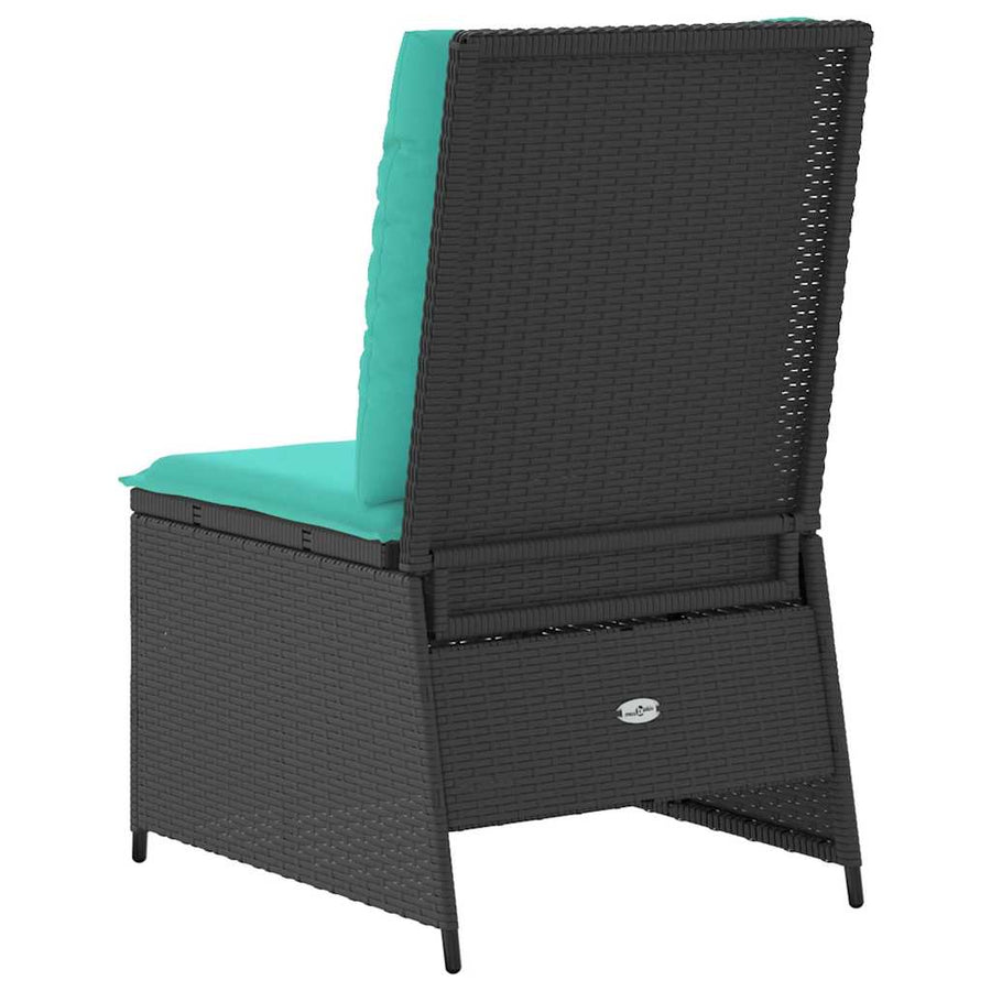 Tuinbank met kussen Zwart en Turquoise poly rattan