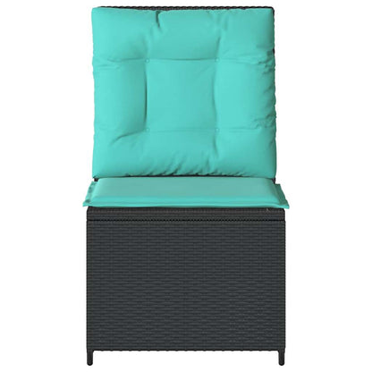 Tuinbank met kussen Zwart en Turquoise poly rattan