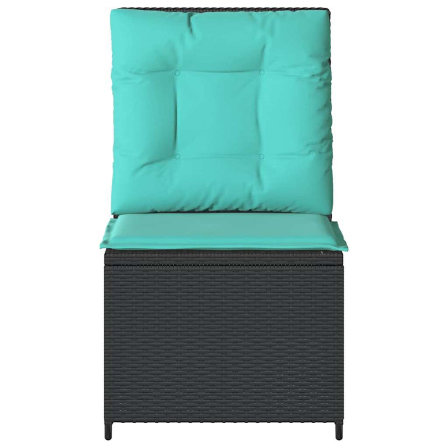 Tuinbank met kussen Zwart en Turquoise poly rattan