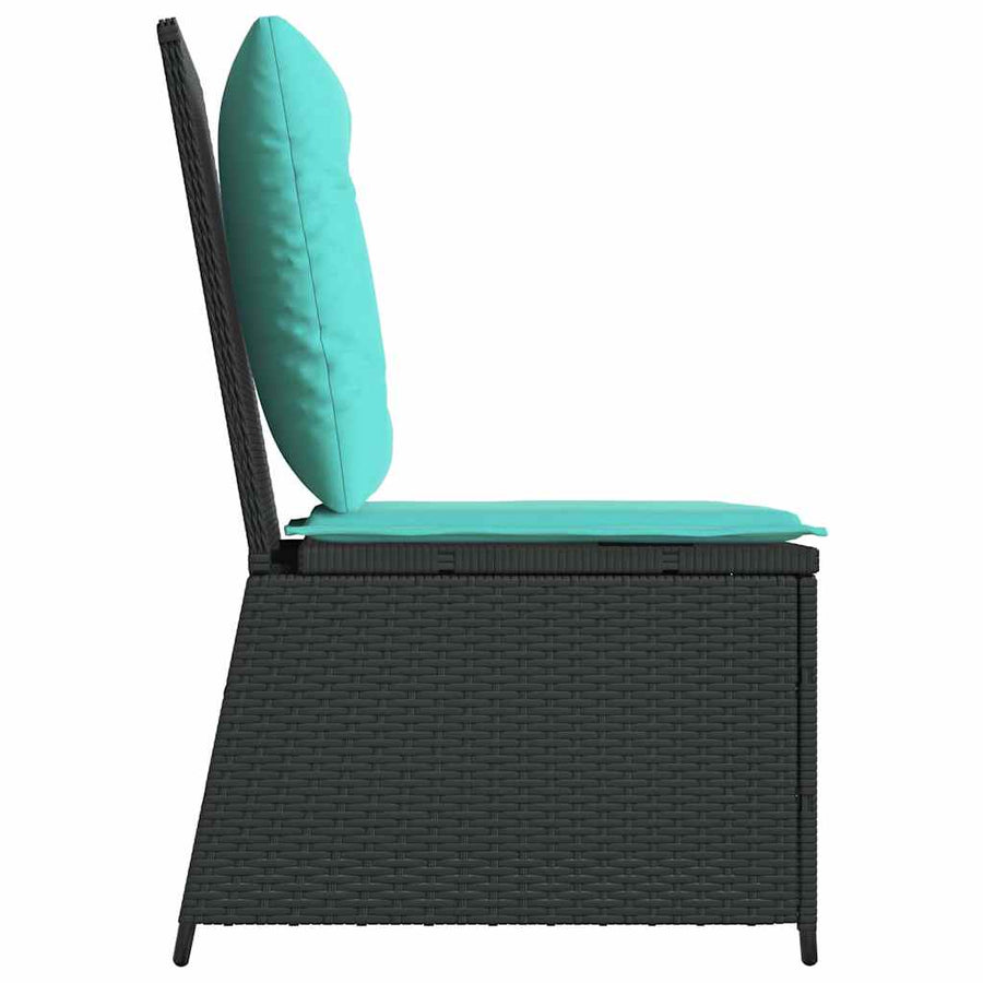 Tuinbank met kussen Zwart en Turquoise poly rattan