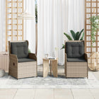 Tuinbank poly rattan lichtgrijs 2 stuks