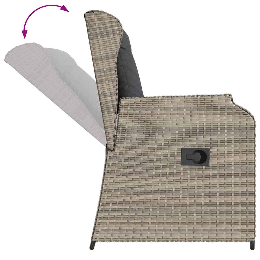 Tuinbank 2 pcs Lichtgrijs poly rattan