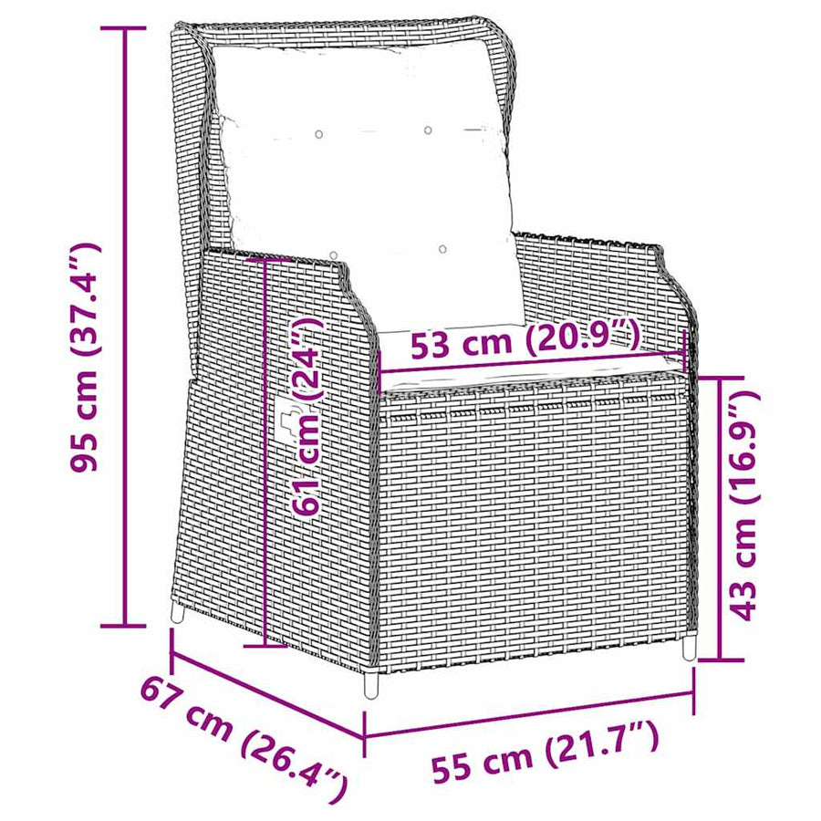 Tuinbank 2 pcs Grijs poly rattan