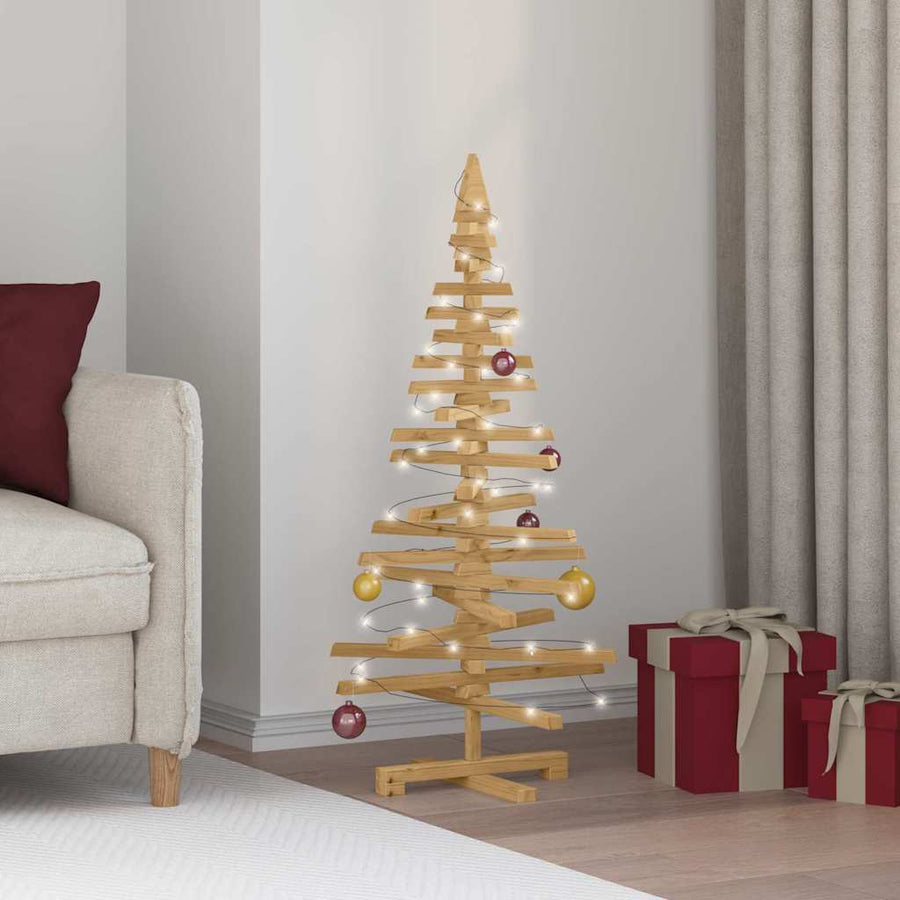 Houten kerstboom met standaard Bruin 120 cm Massief grenenhout