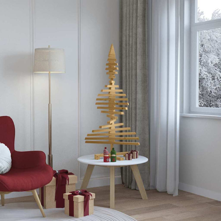 Houten kerstboom met standaard Bruin 120 cm Massief grenenhout