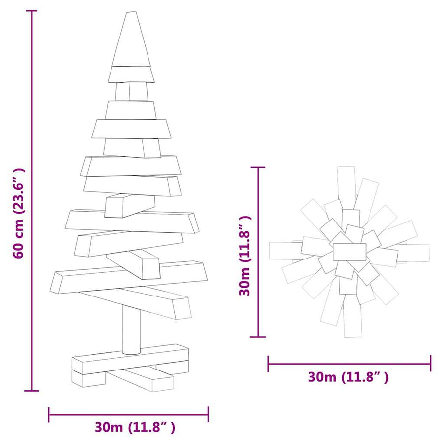 Kerstbomen met standaard Naturel 60 cm Massief grenenhout