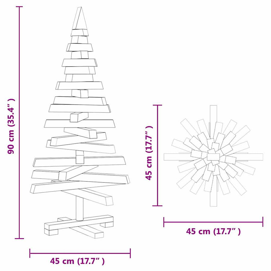 Kerstbomen met standaard Naturel 90 cm Massief grenenhout