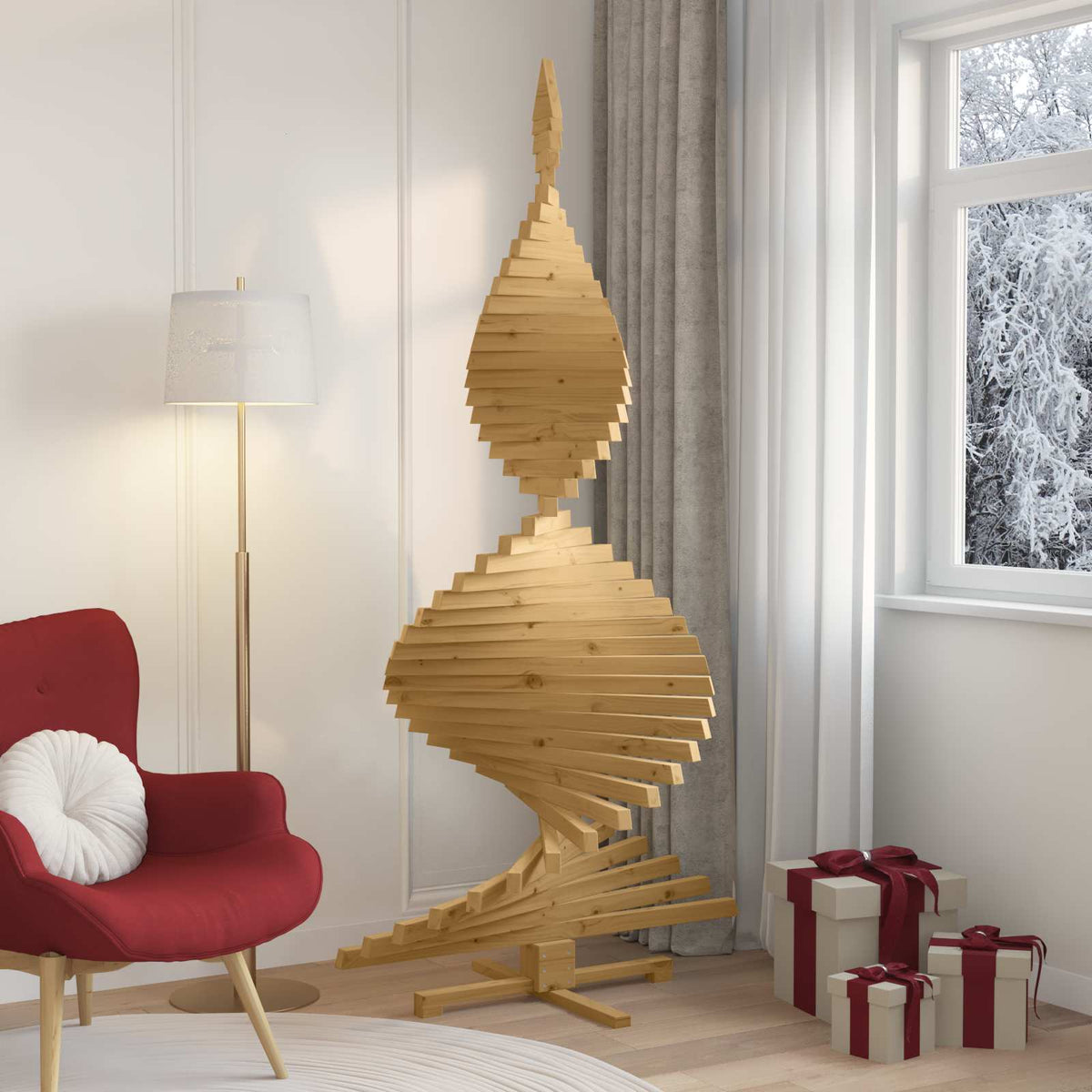 Kerstbomen met standaard Bruin 210 cm Massief grenenhout