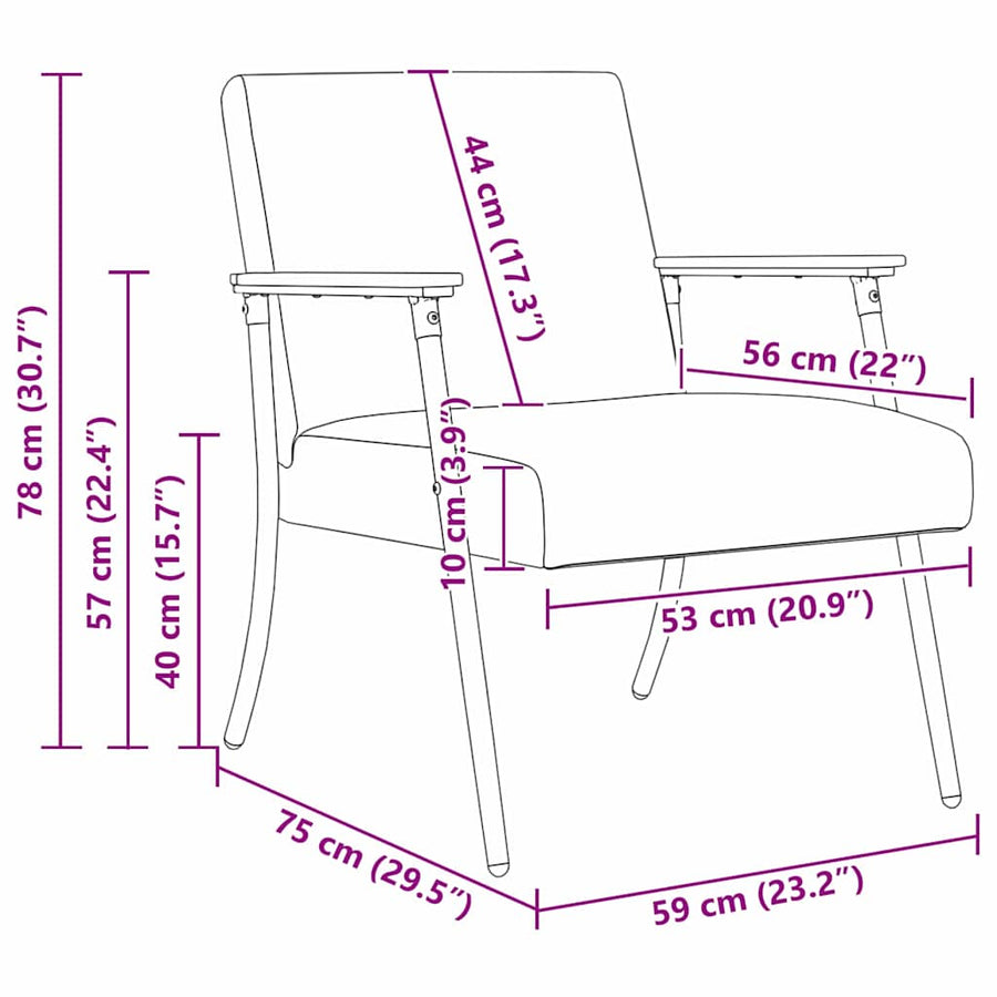 Fauteuil Zwart 59 x 75 x 78 cm Stof