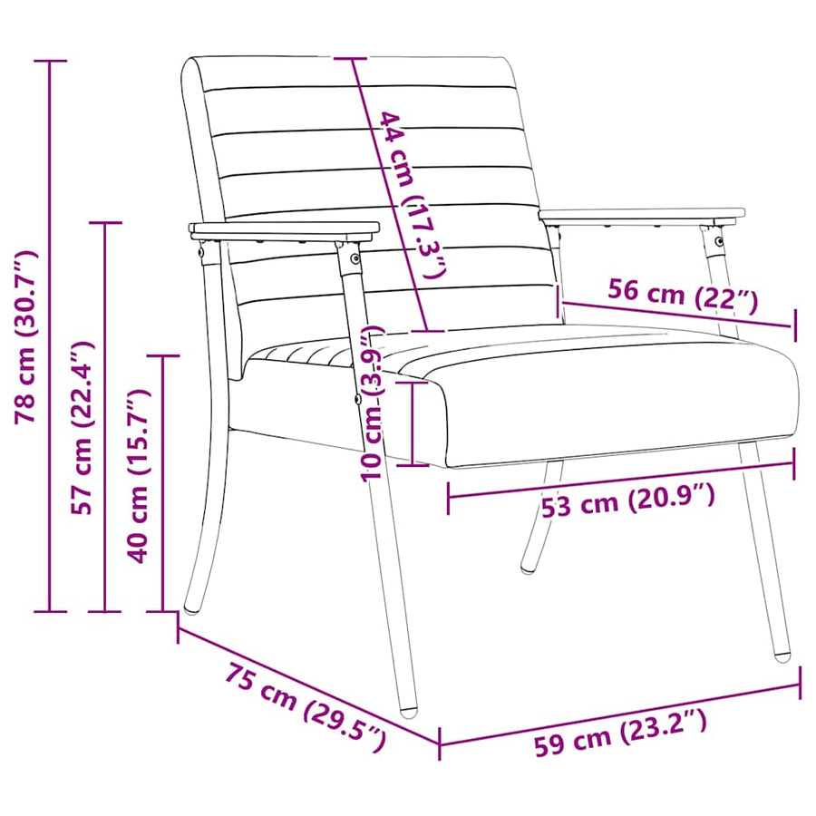 Fauteuil Wijnrood 59 x 75 x 78 cm Stof