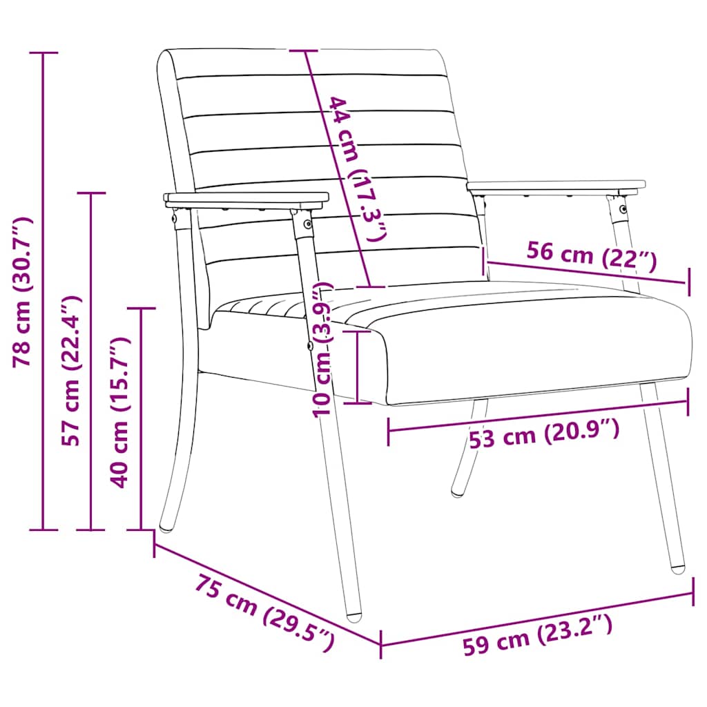 Fauteuil Wolkengrijs 59 x 75 x 78 cm Stof