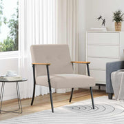 Fauteuil lichtgrijs krullend wol-achtig stof 59x75x78 cm