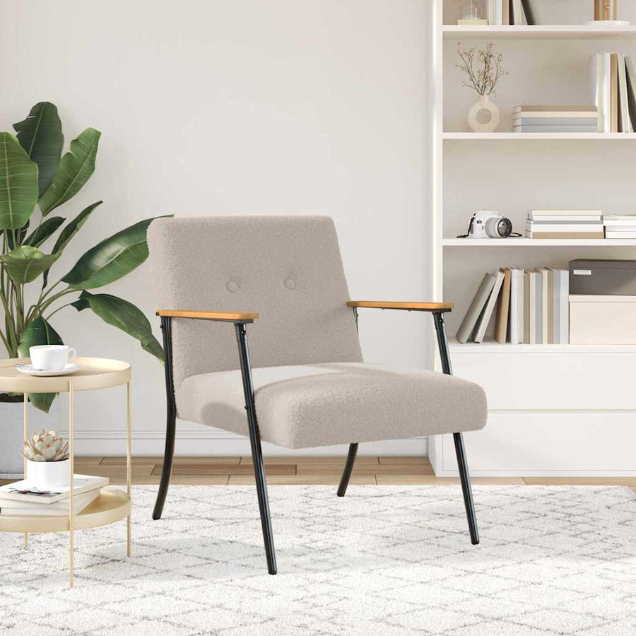 Fauteuil Lichtgrijs 59 x 75 x 78 cm Krullend Wol-achtig Stof
