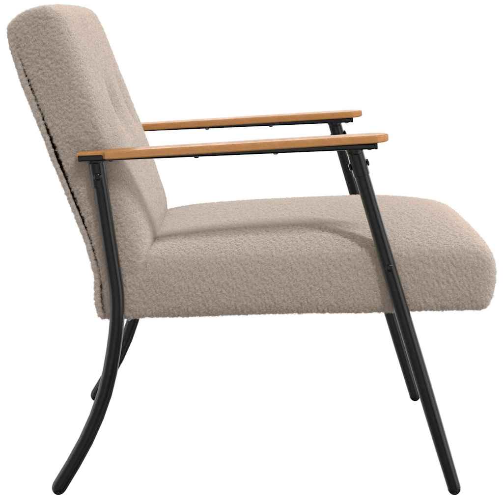 Fauteuil Lichtgrijs 59 x 75 x 78 cm Krullend Wol-achtig Stof