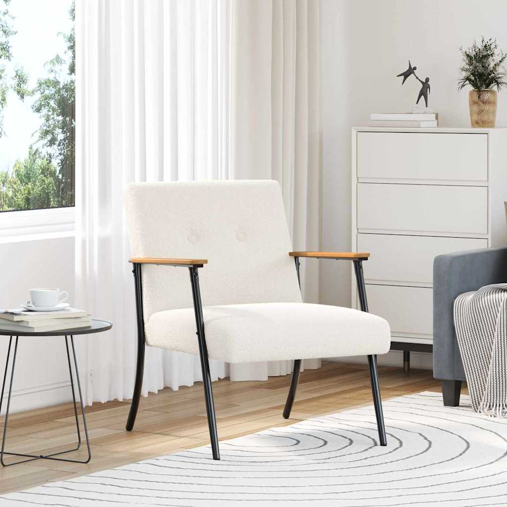 Fauteuil Crème 59 x 75 x 78 cm Krullend Wol-achtig Stof