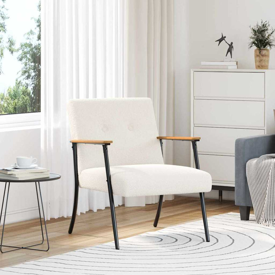 Fauteuil Crème 59 x 75 x 78 cm Krullend Wol-achtig Stof