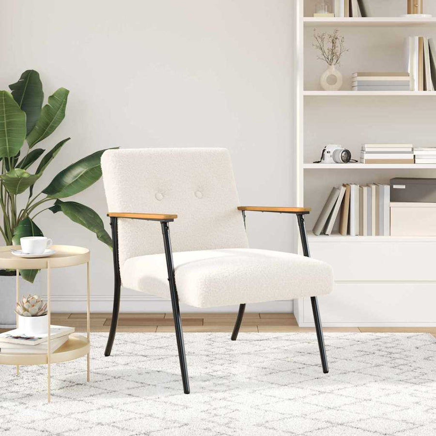 Fauteuil Crème 59 x 75 x 78 cm Krullend Wol-achtig Stof
