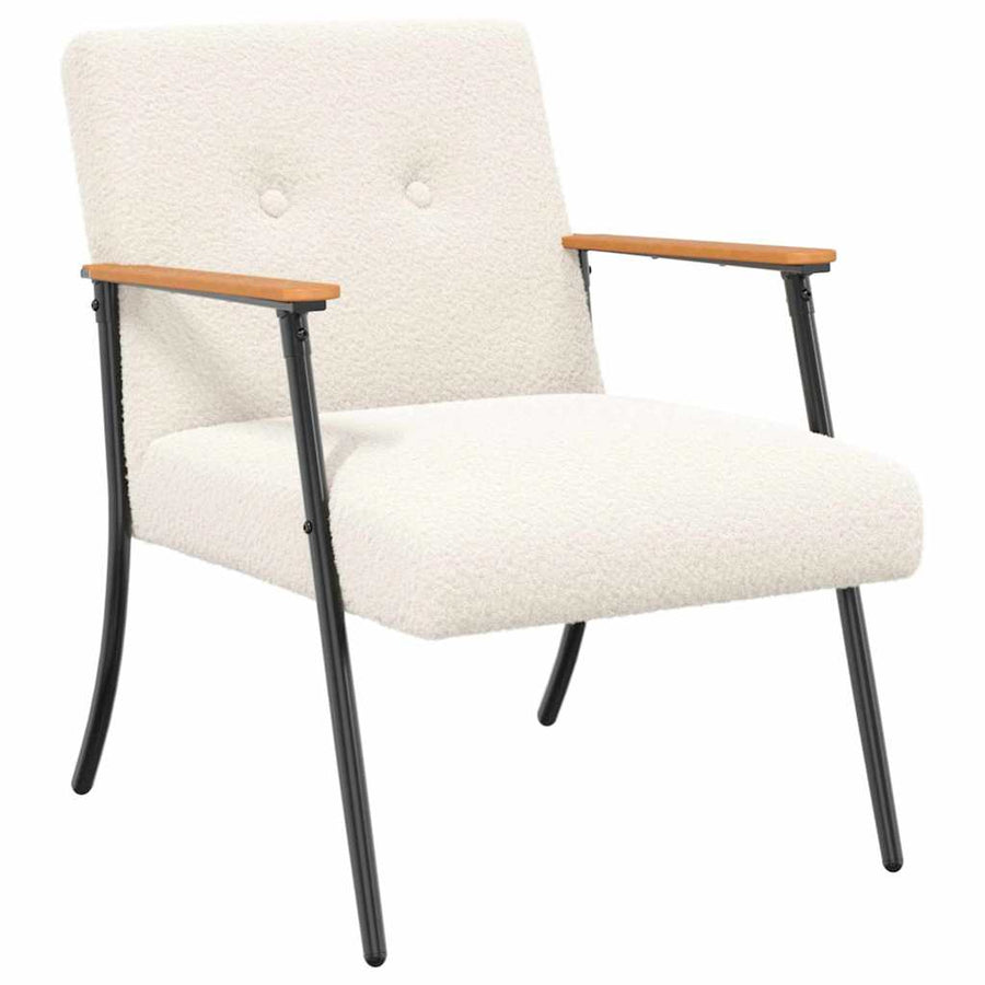 Fauteuil Crème 59 x 75 x 78 cm Krullend Wol-achtig Stof