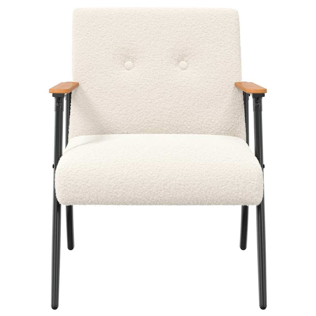 Fauteuil Crème 59 x 75 x 78 cm Krullend Wol-achtig Stof