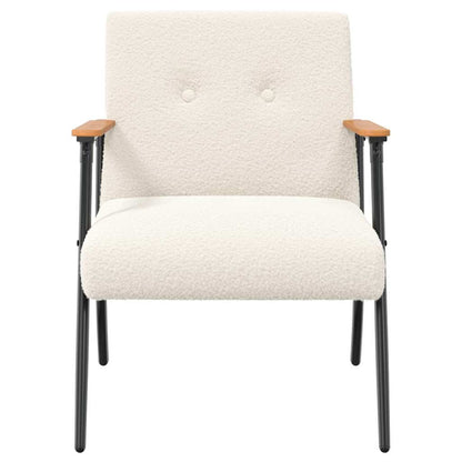 Fauteuil Crème 59 x 75 x 78 cm Krullend Wol-achtig Stof