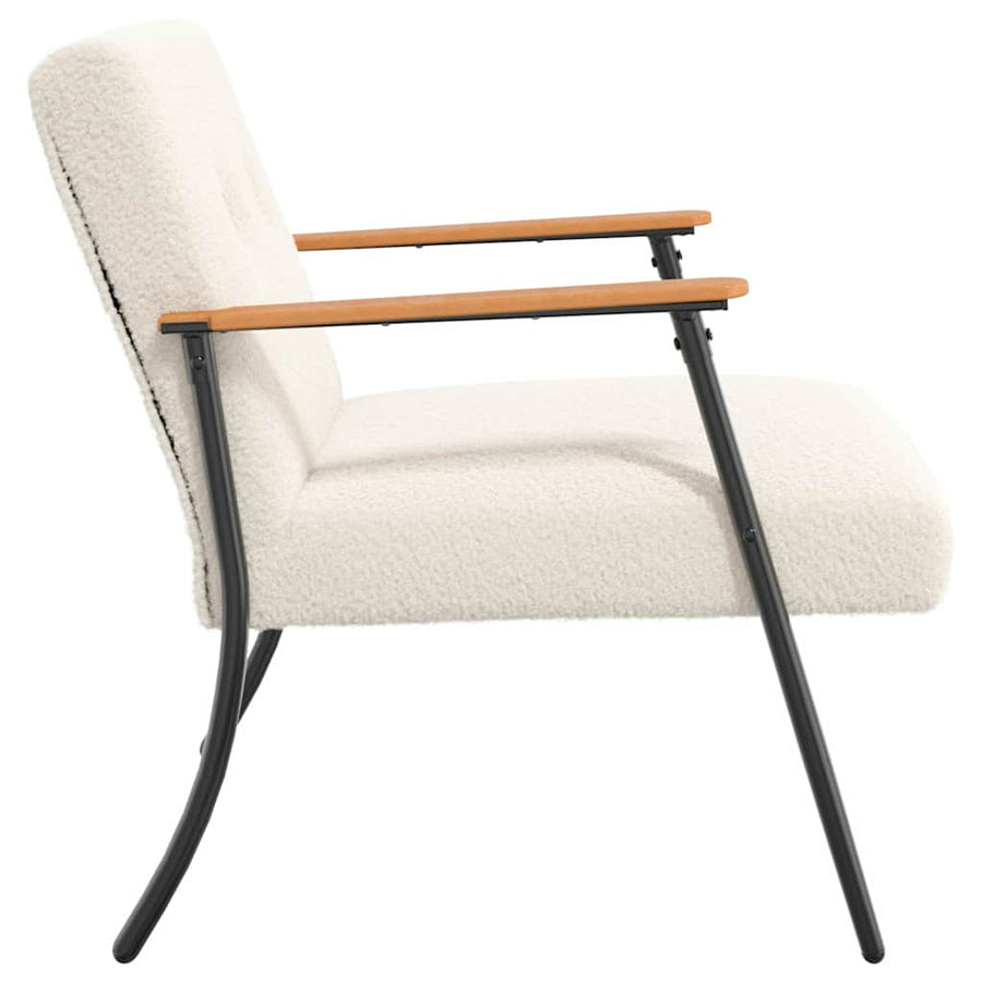 Fauteuil Crème 59 x 75 x 78 cm Krullend Wol-achtig Stof