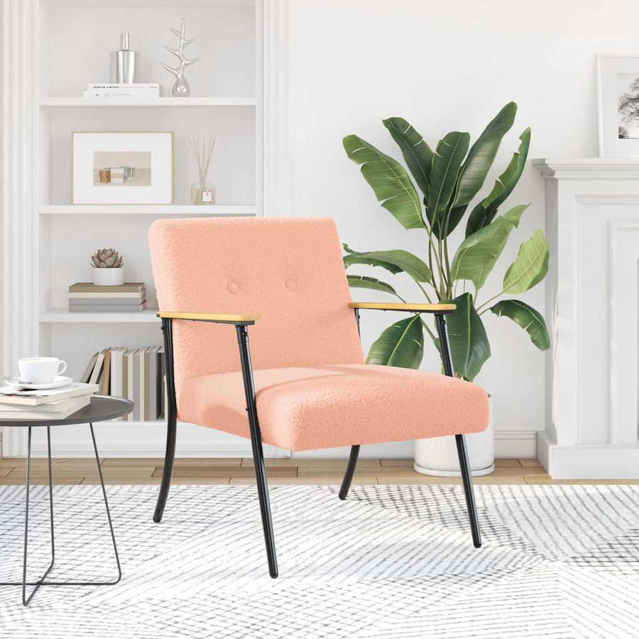Fauteuil Roze 59 x 75 x 78 cm Krullend Wol-achtig Stof