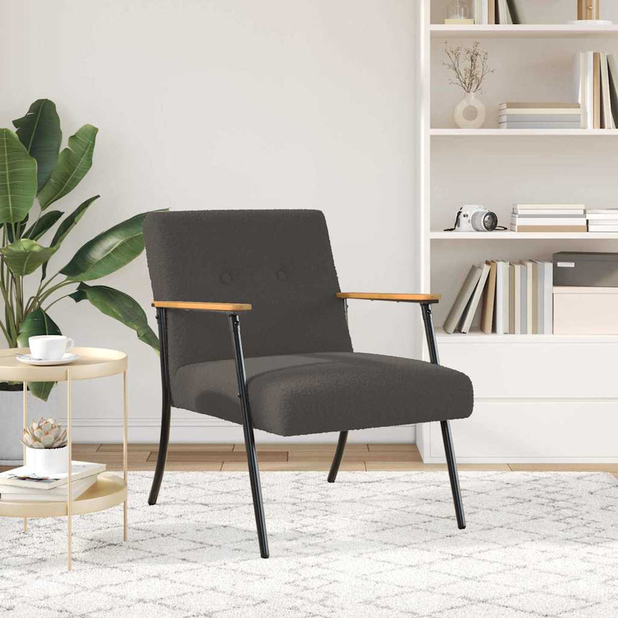 Fauteuil Donkergrijs 59 x 75 x 78 cm Krullend Wol-achtig Stof