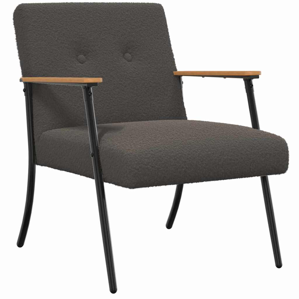 Fauteuil Donkergrijs 59 x 75 x 78 cm Krullend Wol-achtig Stof