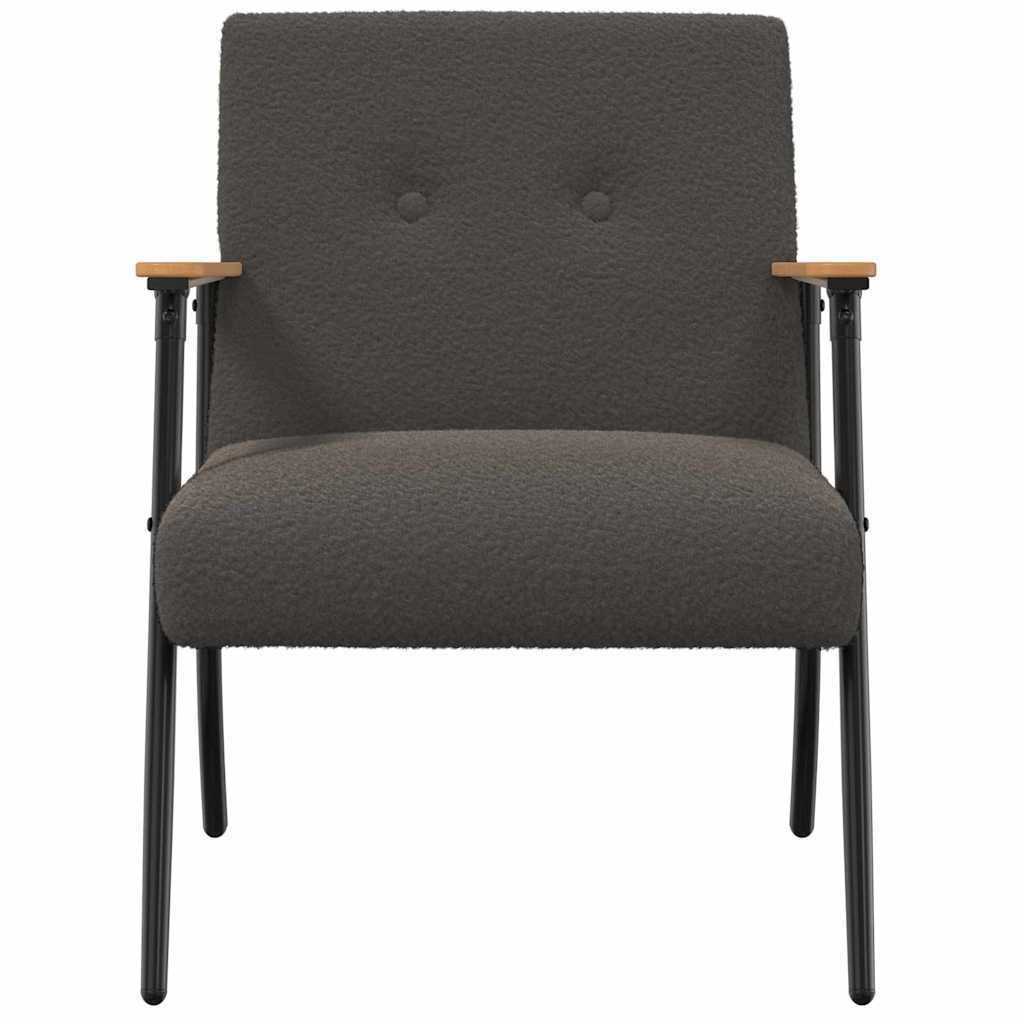 Fauteuil Donkergrijs 59 x 75 x 78 cm Krullend Wol-achtig Stof
