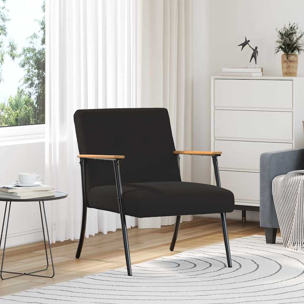Fauteuil Zwart 59 x 75 x 78 cm Krullend Wol-achtig Stof
