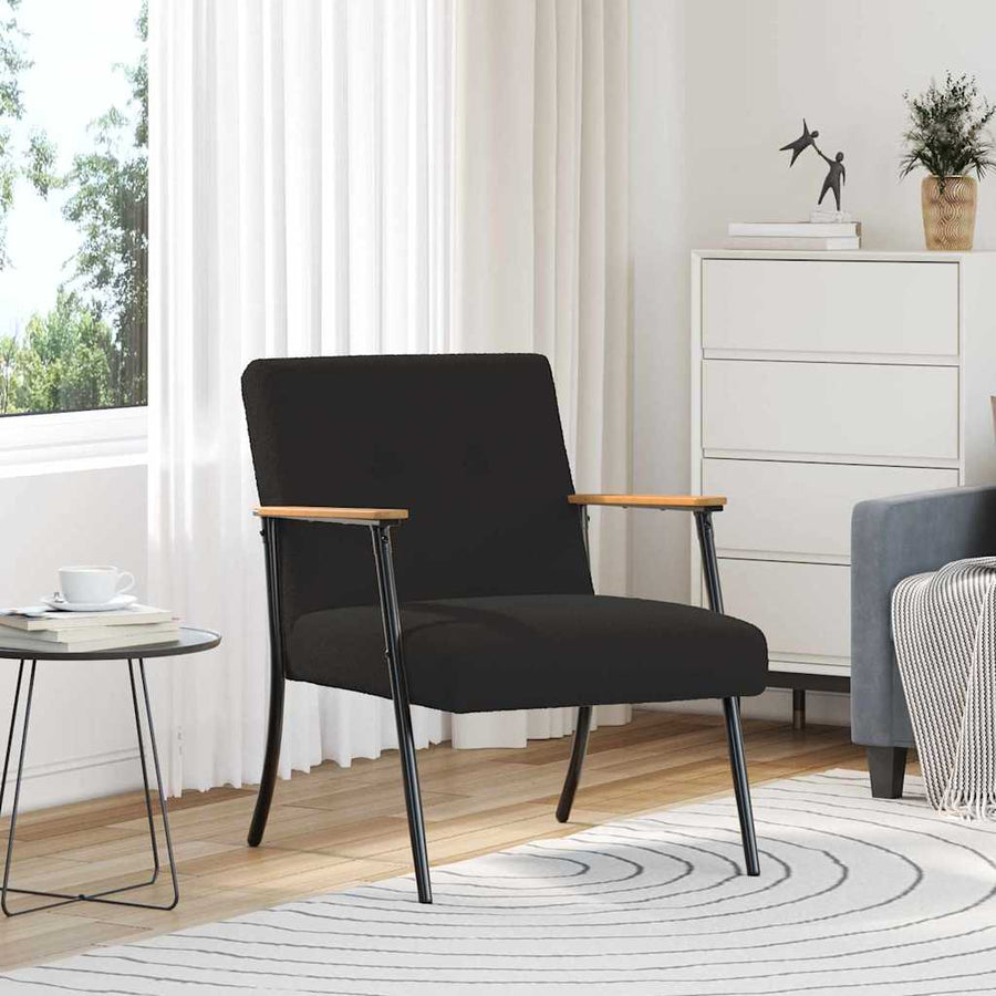 Fauteuil Zwart 59 x 75 x 78 cm Krullend Wol-achtig Stof