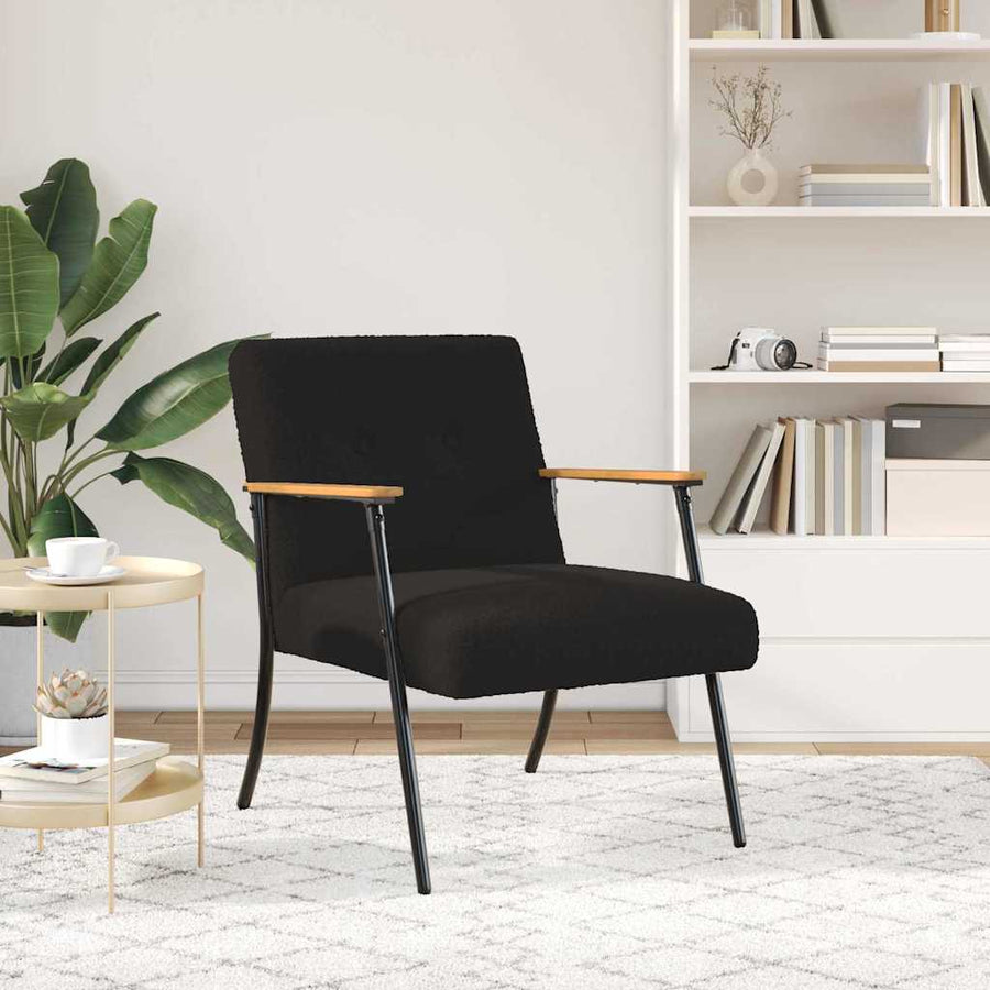 Fauteuil Zwart 59 x 75 x 78 cm Krullend Wol-achtig Stof